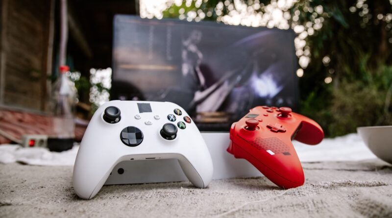Next-generation gaming console with advanced graphics, AI-powered features, and the latest gaming lineup displayed on a 4K screen
