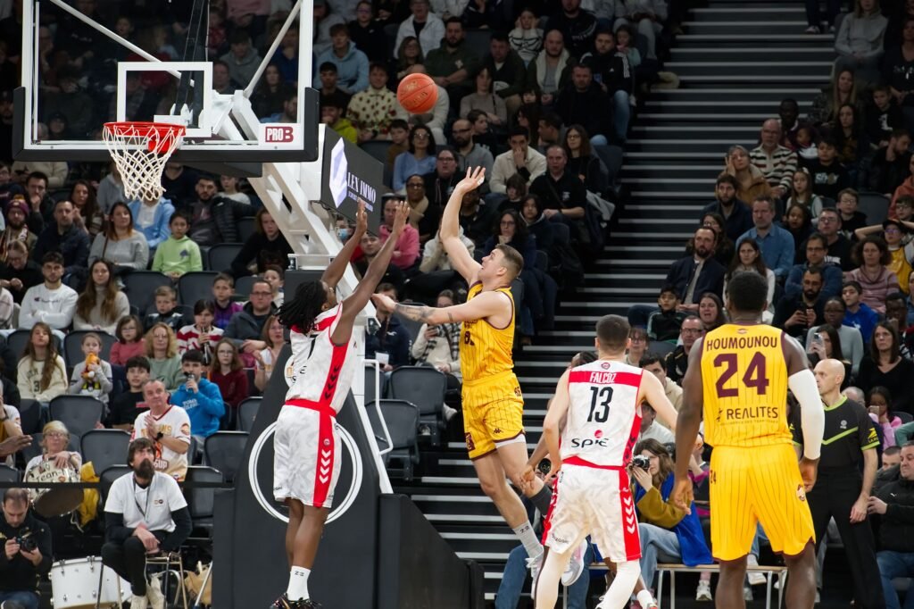 Dubai Basketball squad in action during a competitive EuroLeague match