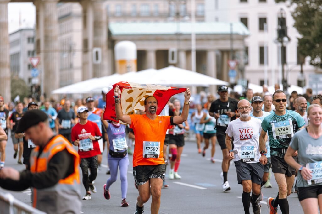 Marathon runners competing in a race in Germany 