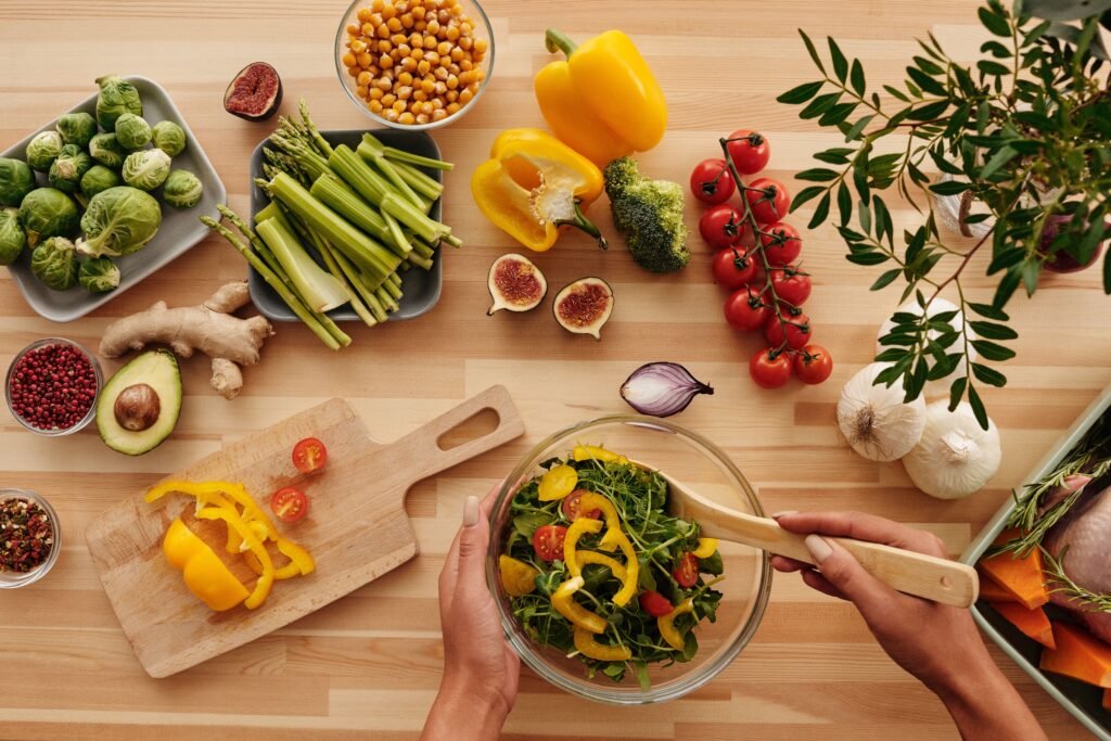 Healthy fat sources include nuts, seeds, avocado, and fish