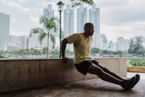 Fitness and a healthy lifestyle with exercise and nutritious food