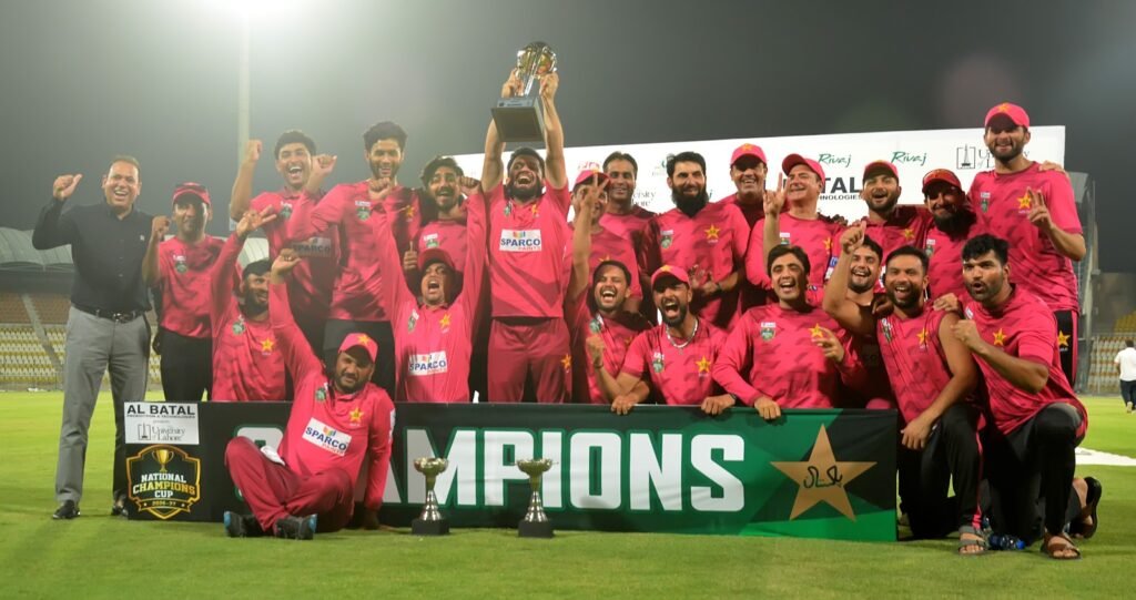 alt="Shaheen Shah Afridi celebrating his hat-trick and seven-wicket spell in the Champions Cup final"