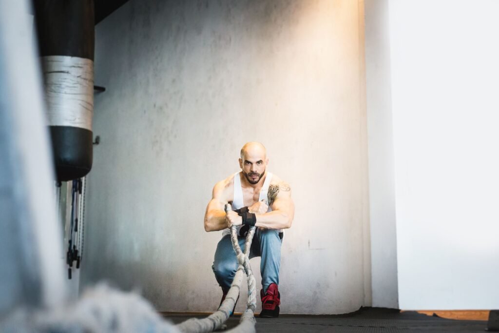 Athlete developing muscular power through training