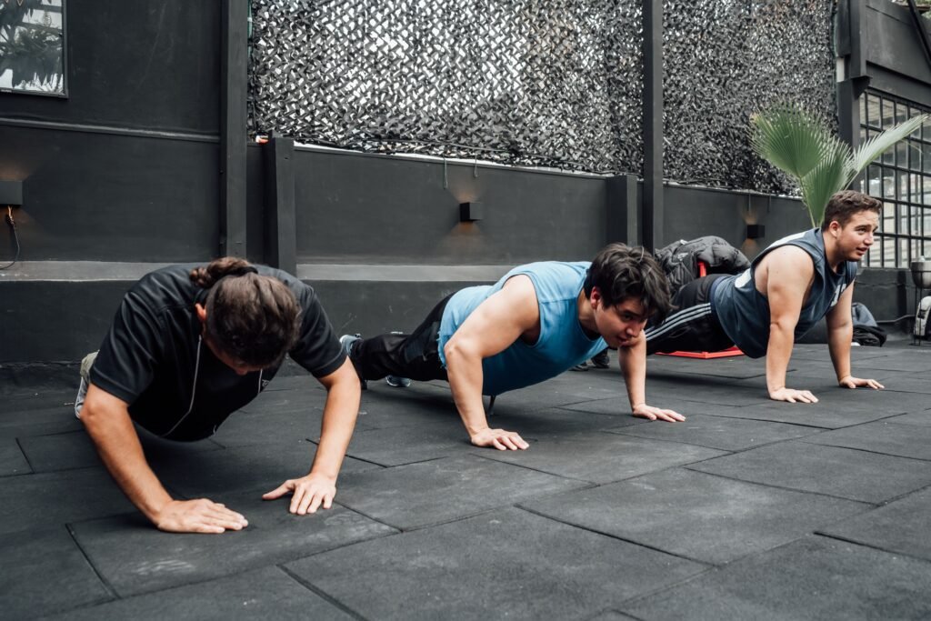 Push-ups as part of a fitness and fat loss workout 