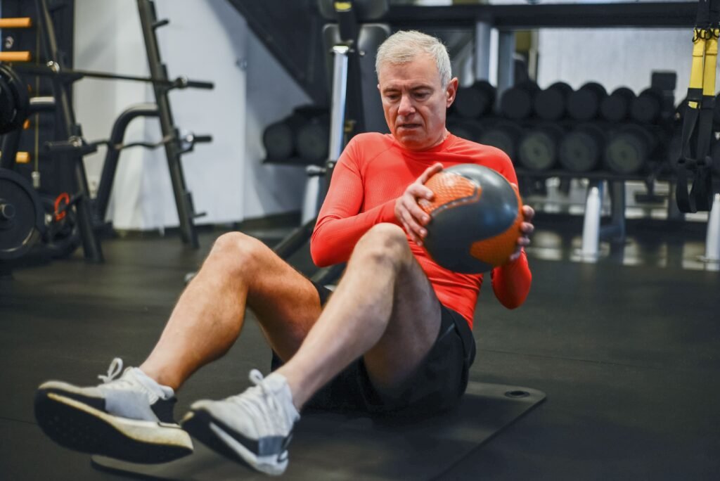An older adult doing strength training exercises 