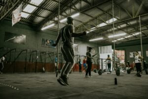 People participating in community fitness training
